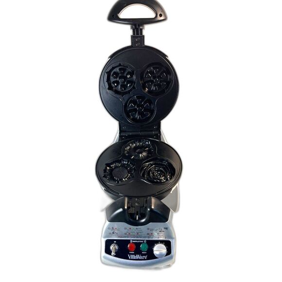 VillaWare UNO 2009 Gravity Rotating Belgian Waffle Maker Petite Flowers Tested - Picture 4 of 7